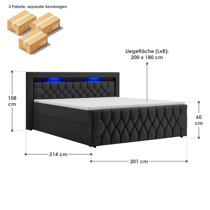 Boxspringbett Leona - Samt