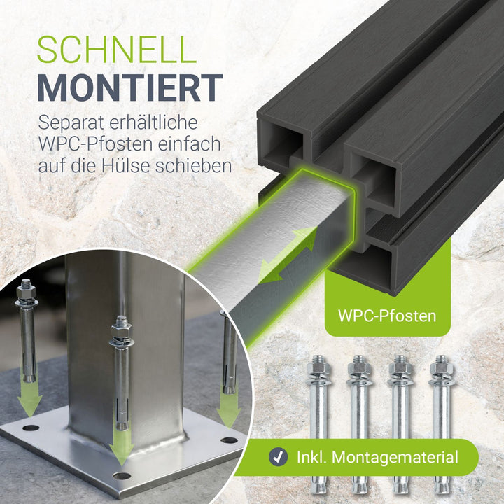Aufschraubhülse für WPC Zaunelemente