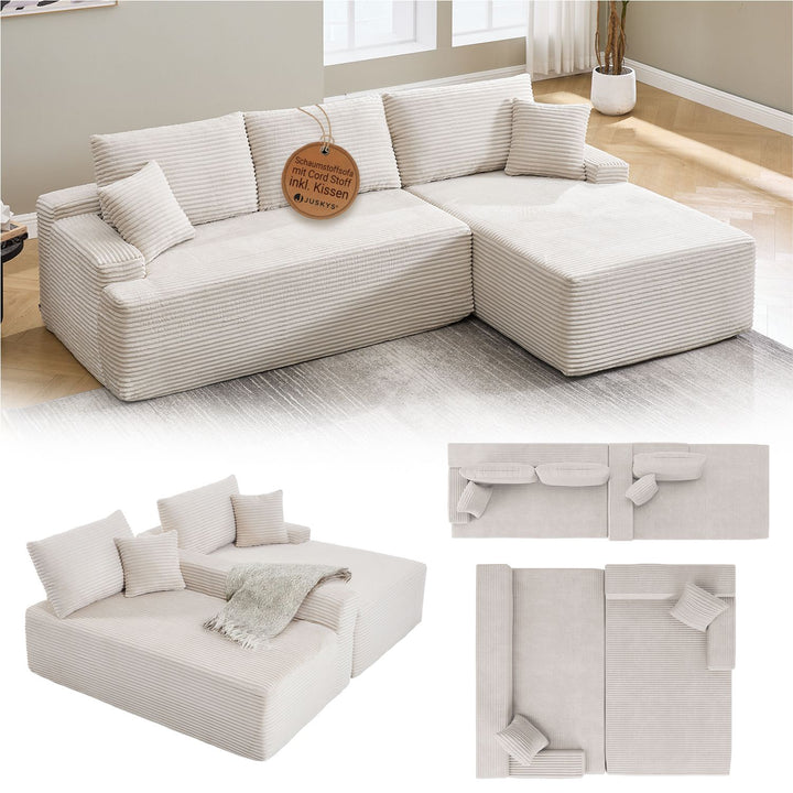 Sofa Coredo mit Cord Bezug & Dekokissen