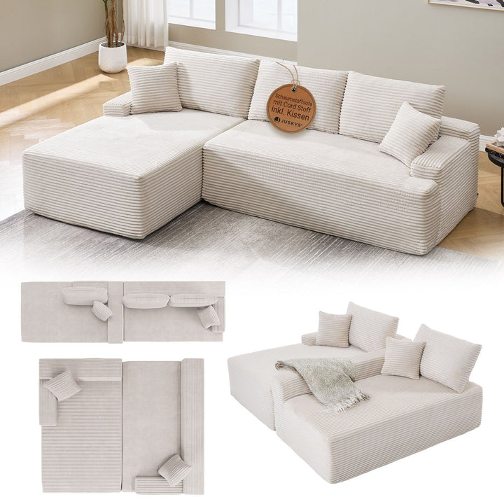 Sofa Coredo mit Cord Bezug & Dekokissen
