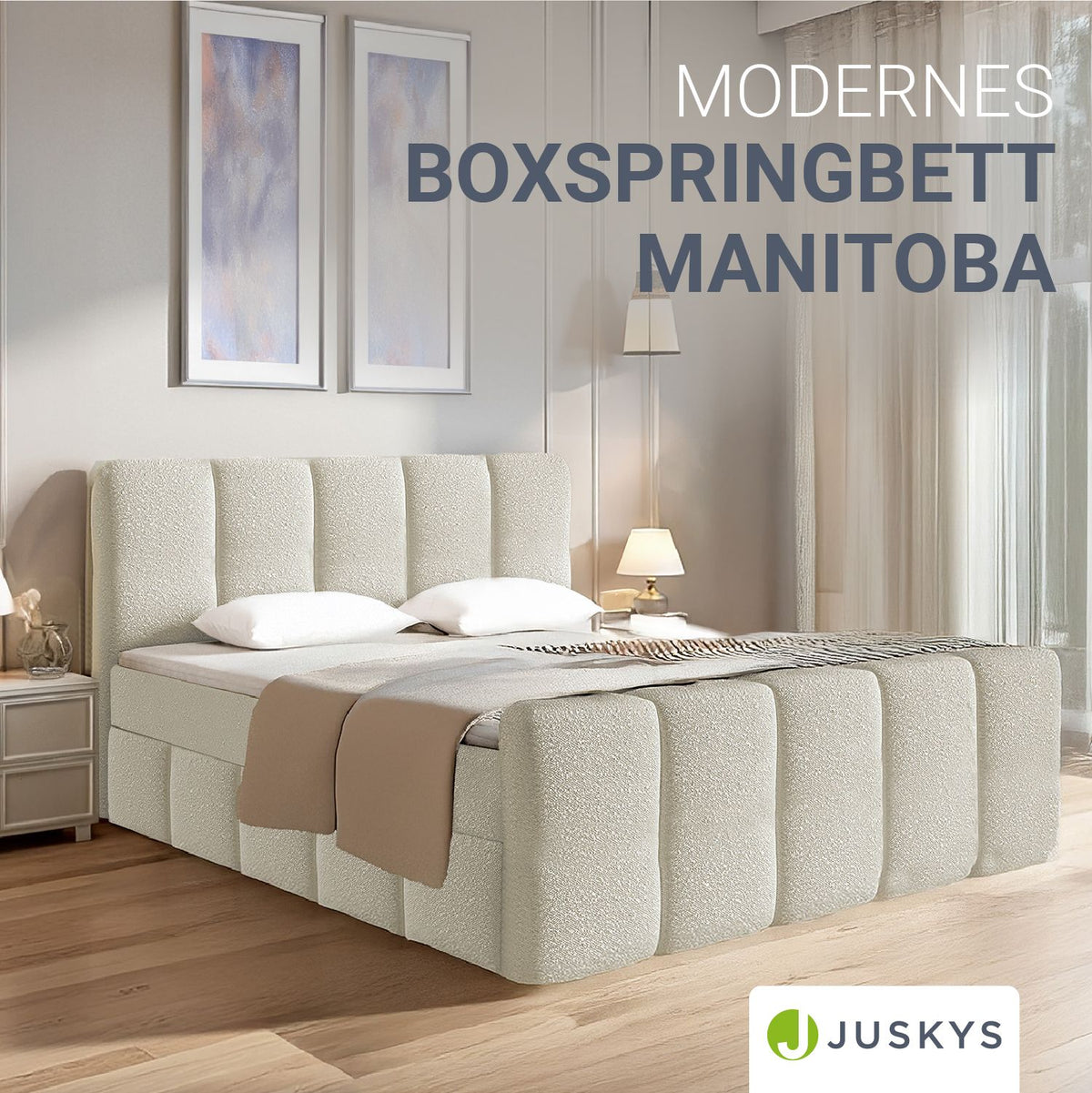 Boxspringbett Manitoba - Bouclé-Stoff