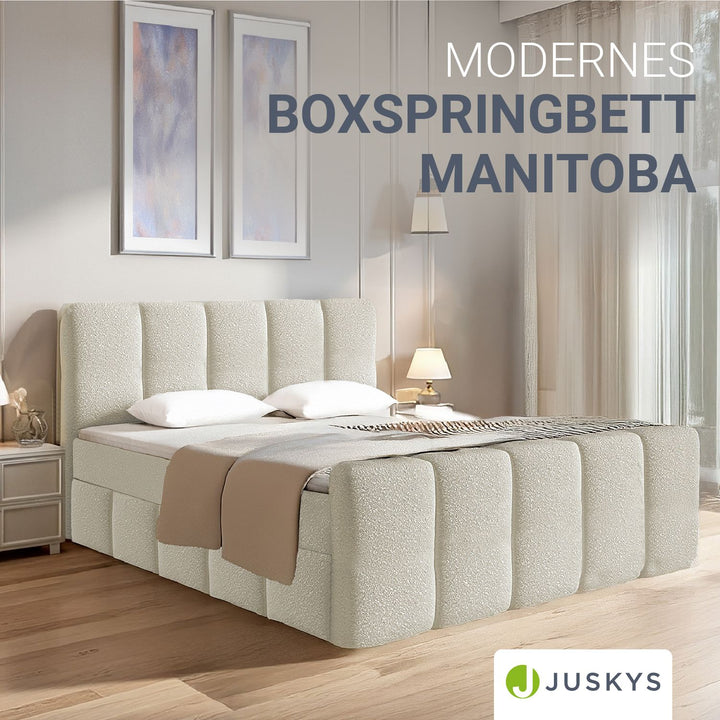 Boxspringbett Manitoba - Bouclé-Stoff