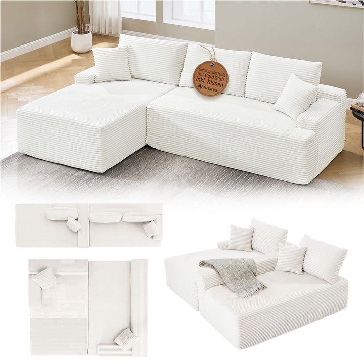 Sofa Coredo mit Cord Bezug & Dekokissen