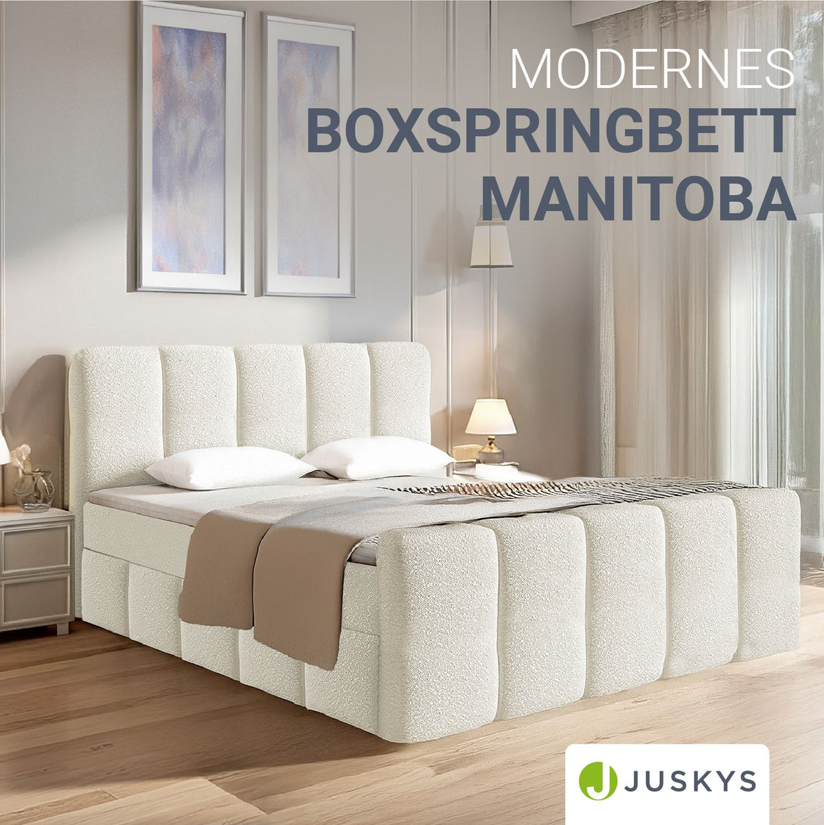 Boxspringbett Manitoba - Bouclé-Stoff