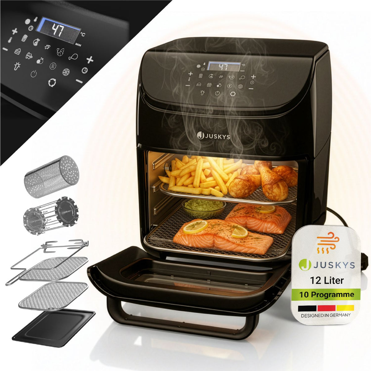 Heißluftfritteuse 12L mit 10 Programmen
