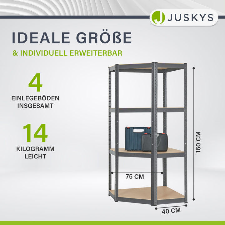 Eckregal Corner Easy 160 x 75 x 40-75 cm