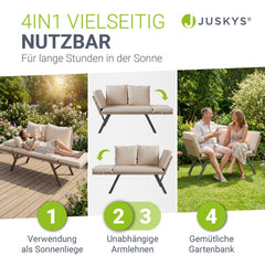 Polyrattan Multifunktionsbank Calvia Schwarz/Grau/Creme