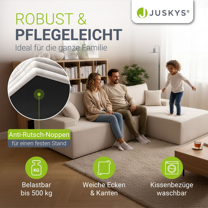 Sofa Coredo mit Cord Bezug & Dekokissen