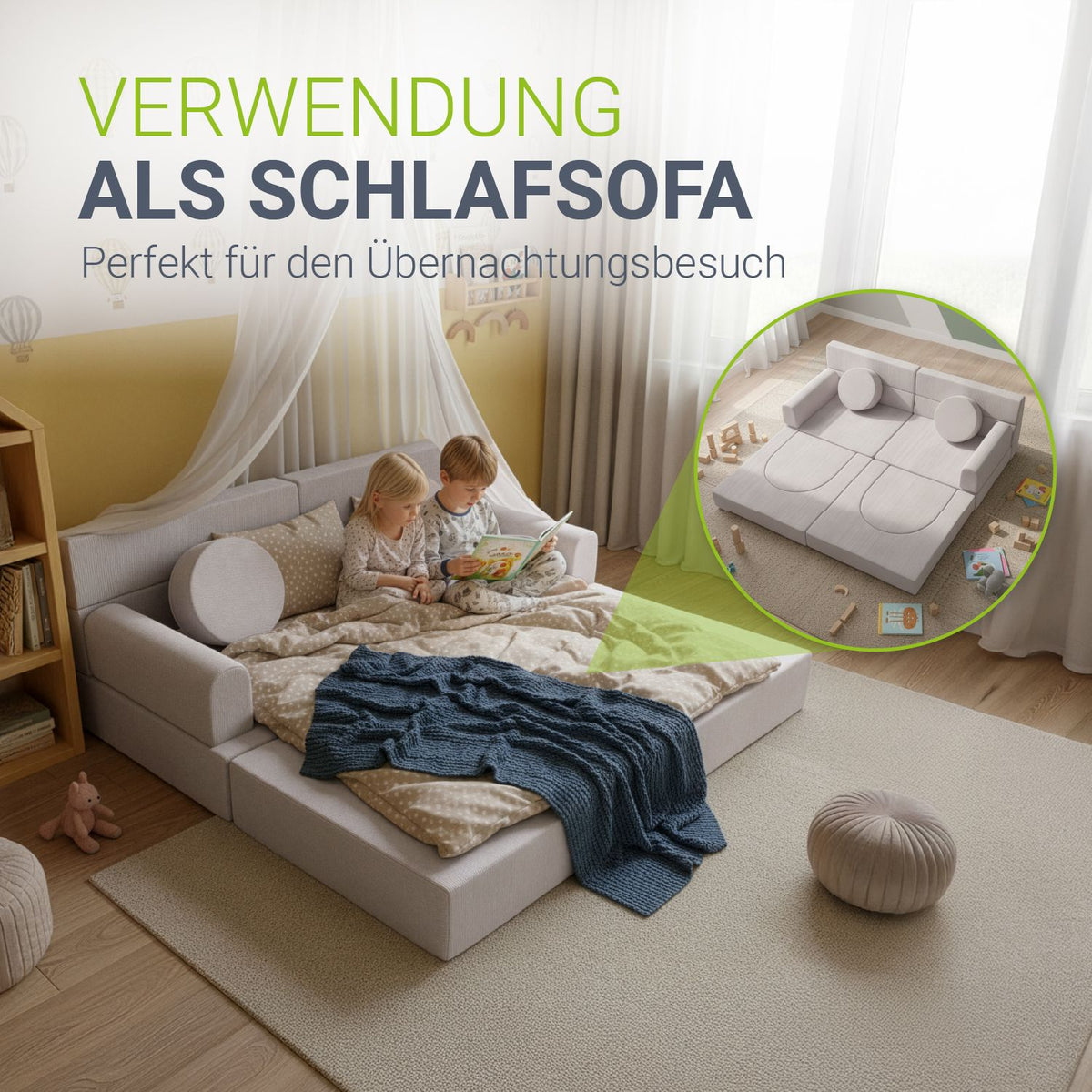 Kindersofa Kayo mit Cord Bezug & Kissen