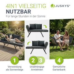 Polyrattan Multifunktionsbank Calvia Schwarz/Grau/Creme
