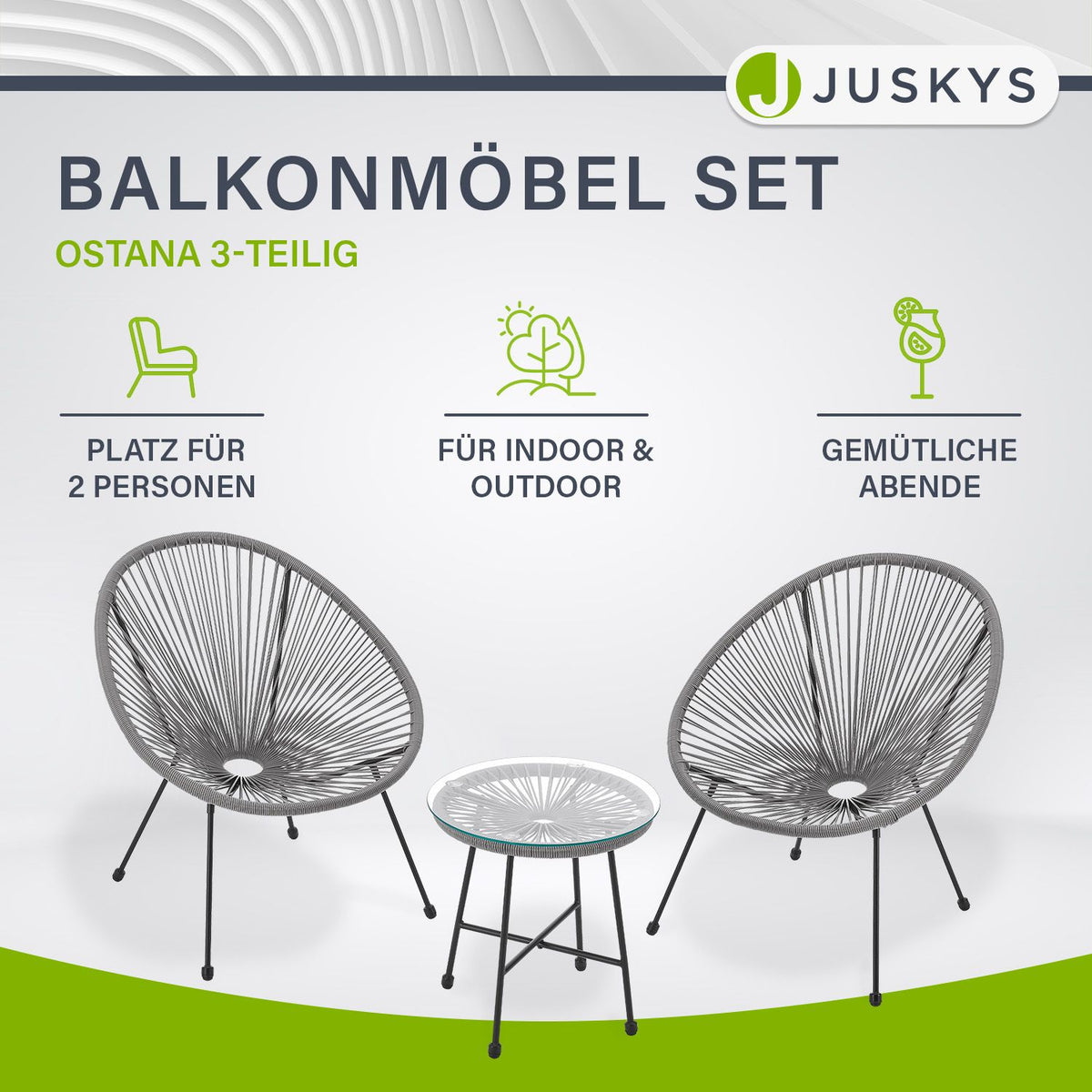 Balkonmöbel Set Ostana 3-teilig
