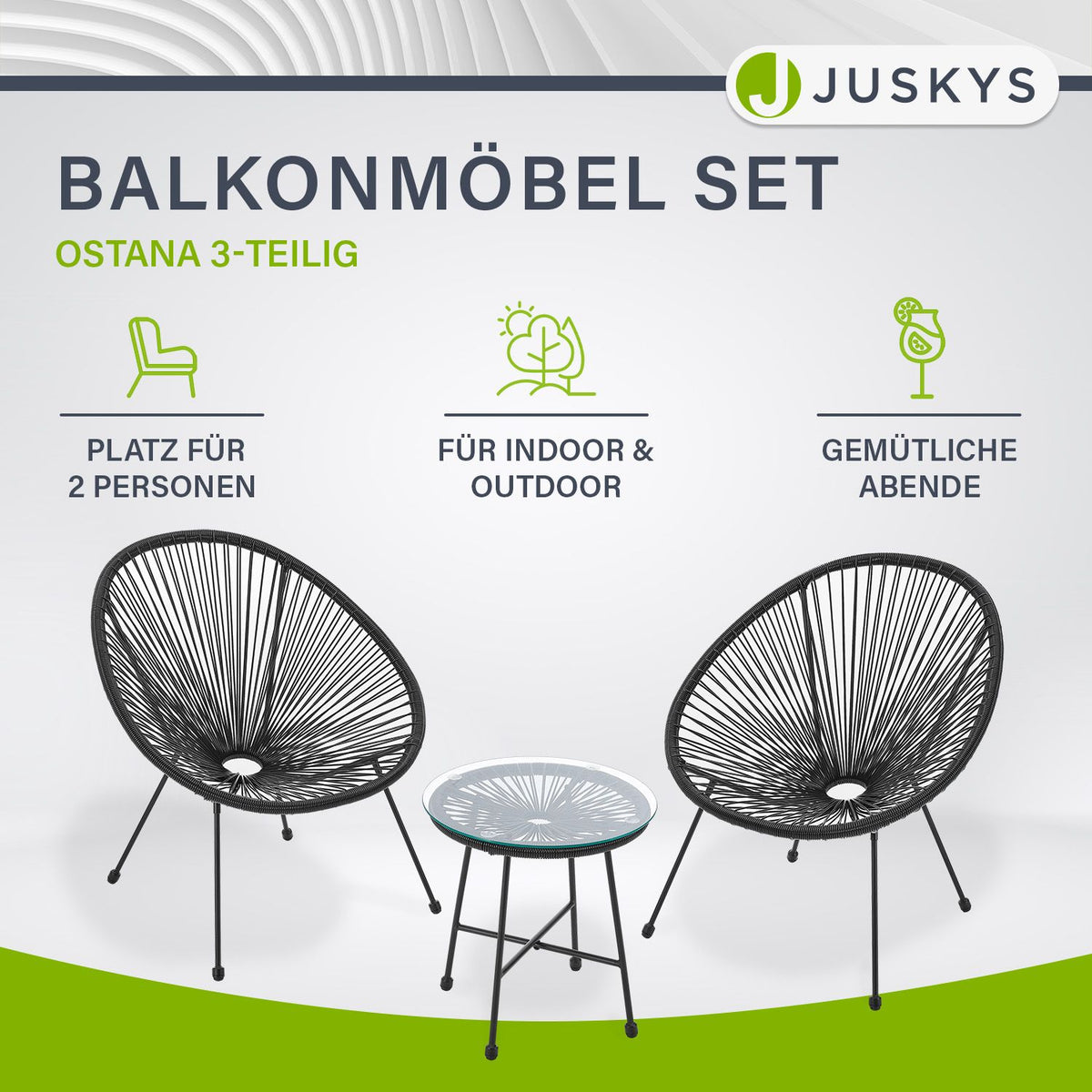 Balkonmöbel Set Ostana 3-teilig