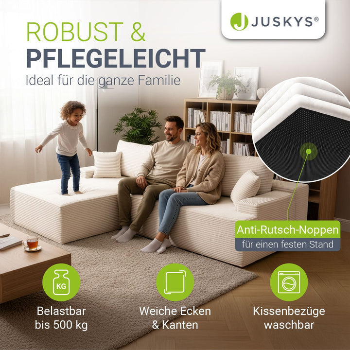 Sofa Coredo mit Cord Bezug & Dekokissen