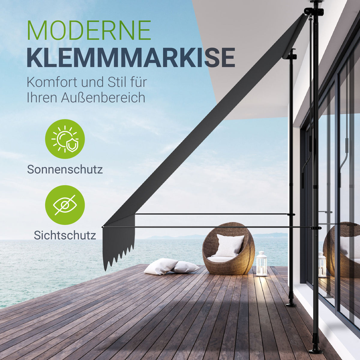 Klemmmarkise Kapstadt mit Handkurbel