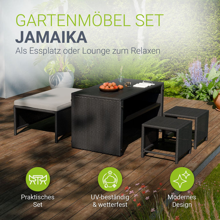 2in1 Polyrattan Gartenmöbel Jamaika