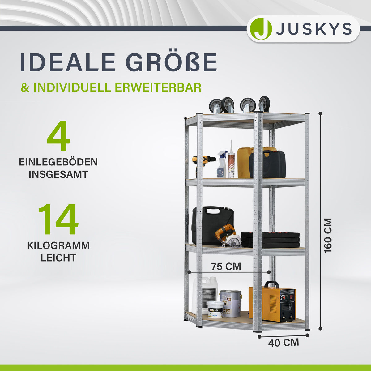 Eckregal Corner Easy 160 x 75 x 40-75 cm