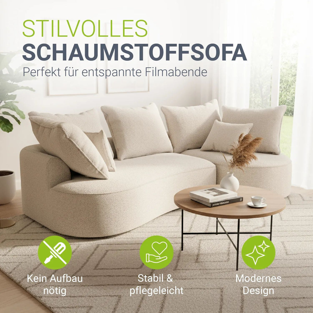 Sofa Tirano mit Ottomane & Dekokissen