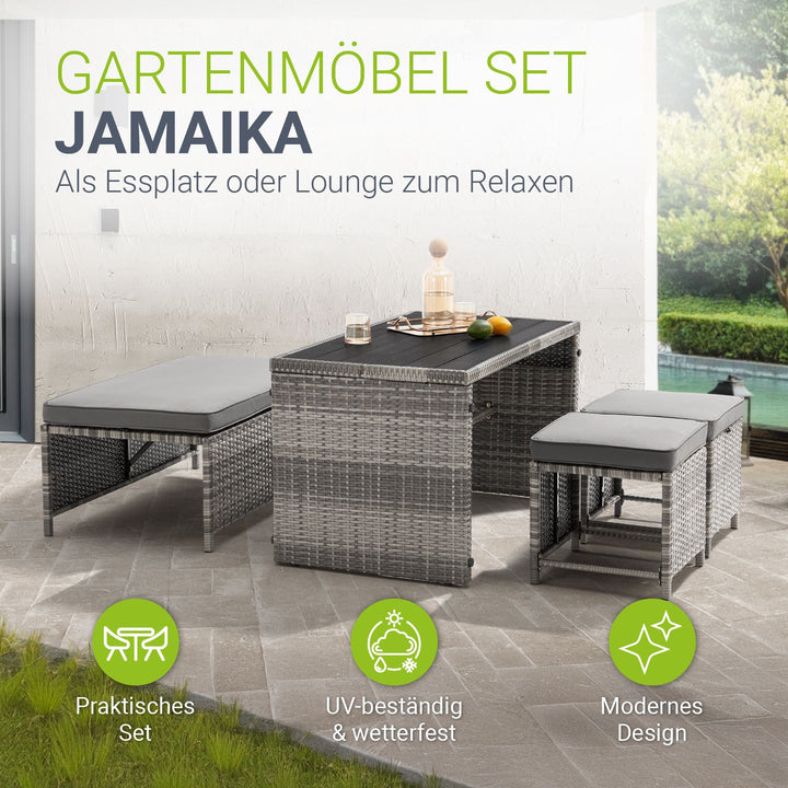 2in1 Polyrattan Gartenmöbel Jamaika