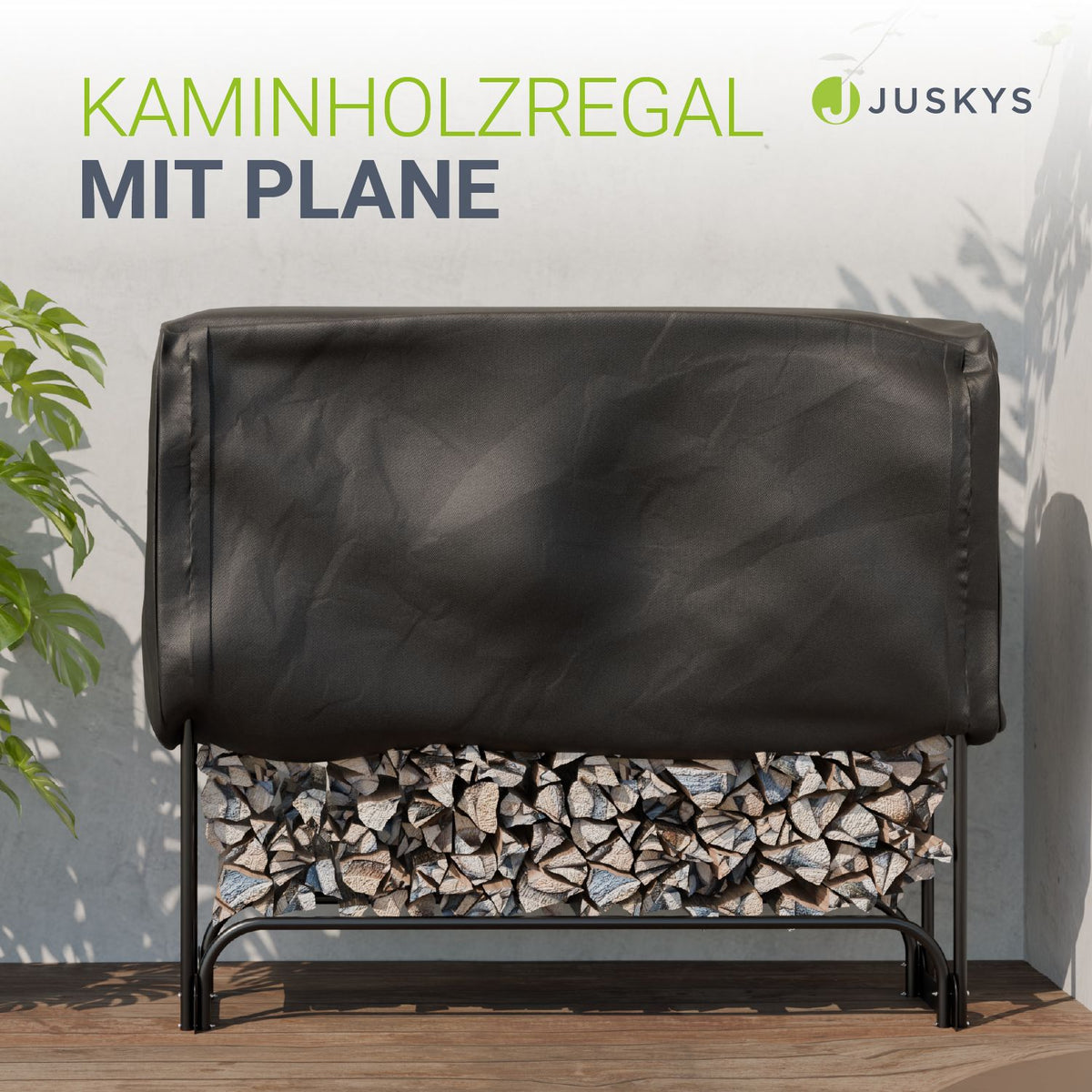 Kaminholzregal außen mit Abdeckung