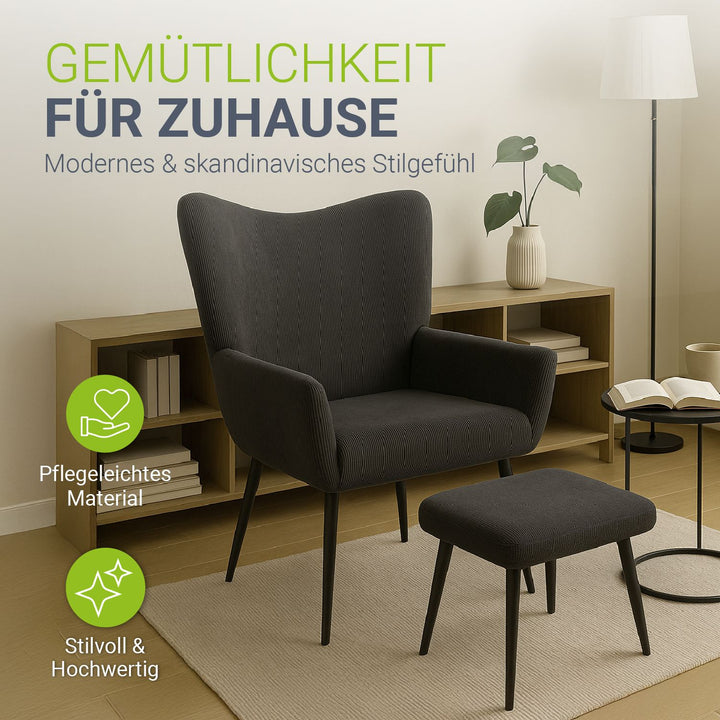 Ohrensessel mit optionalem Hocker Odense