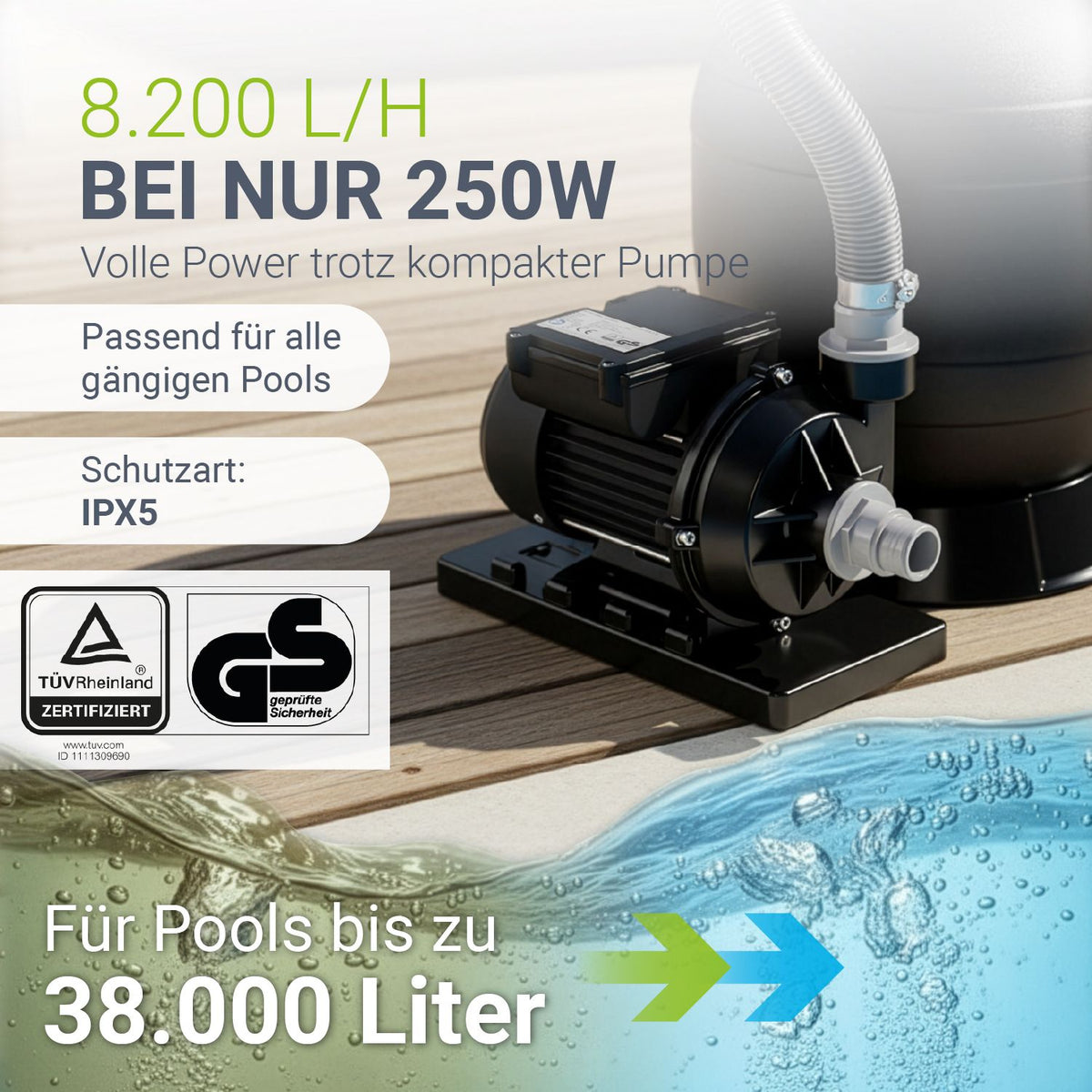 Sandfilteranlage für Pools bis 47m³