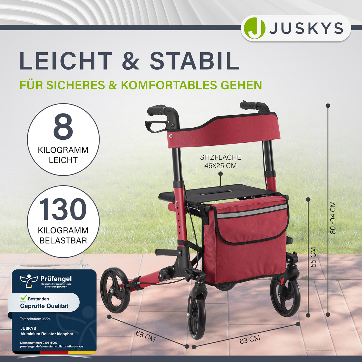 Aluminium Rollator Vital mit Sitz