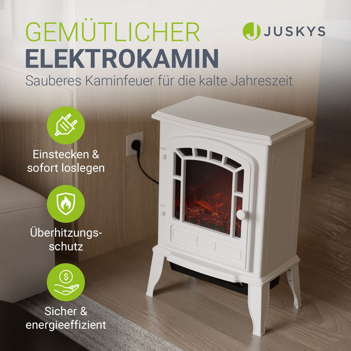 Elektrokamin 2000W mit Flammeneffekt