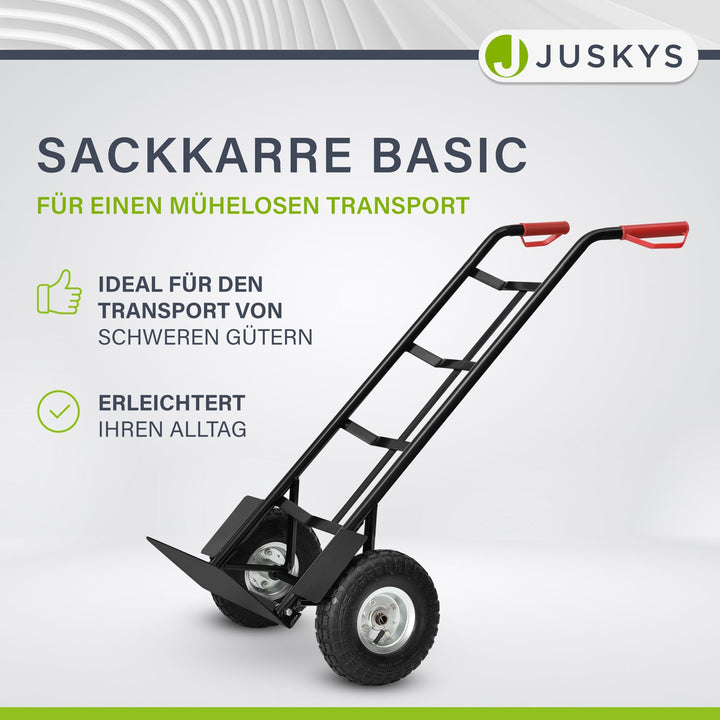 Sackkarre Basic in schwarz mit roten Griffen klappbar
