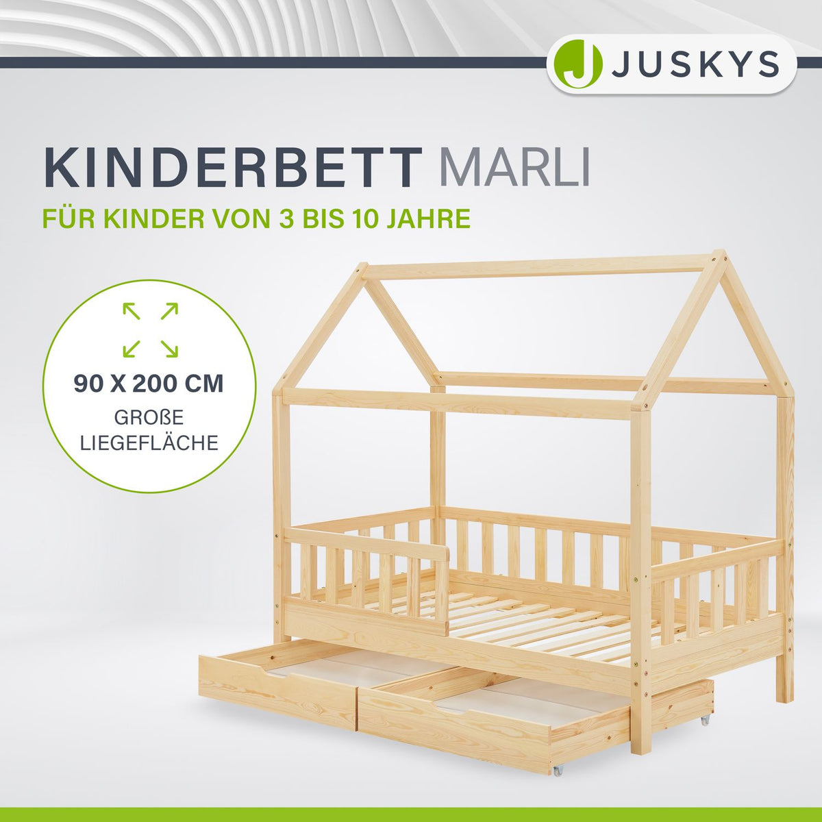 Kinderbett Marli 90 x 200 cm mit Bettkasten