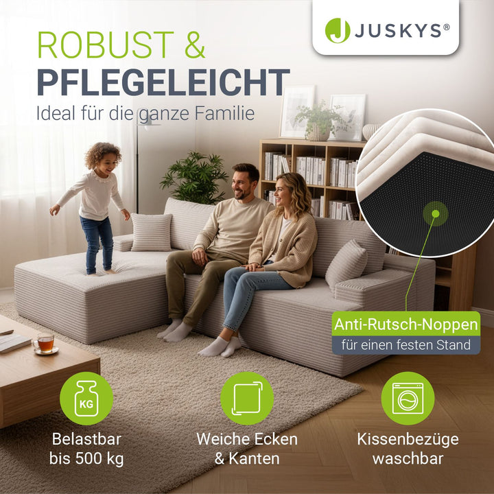 Sofa Coredo mit Cord Bezug & Dekokissen