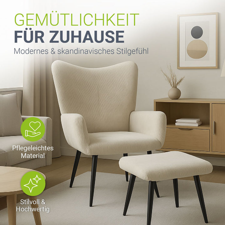 Ohrensessel mit optionalem Hocker Odense