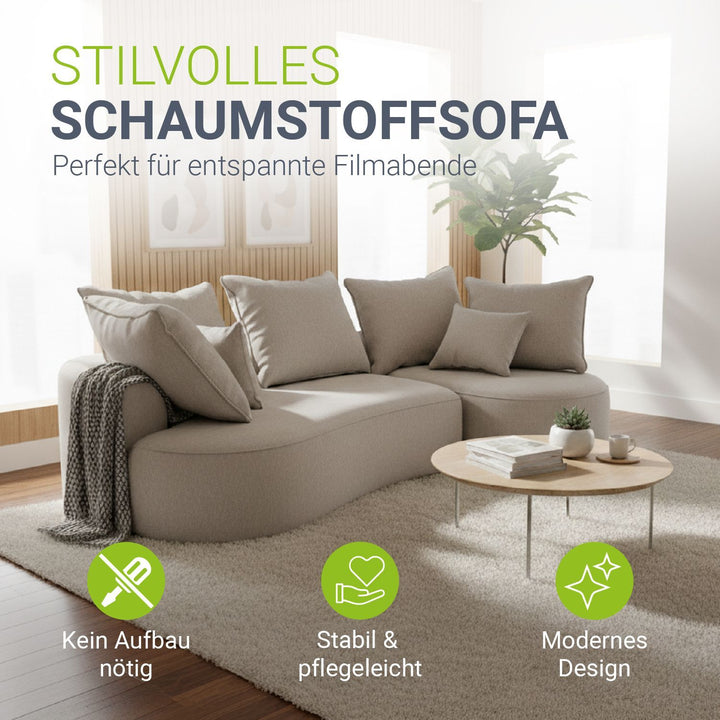 Sofa Tirano mit Ottomane & Dekokissen