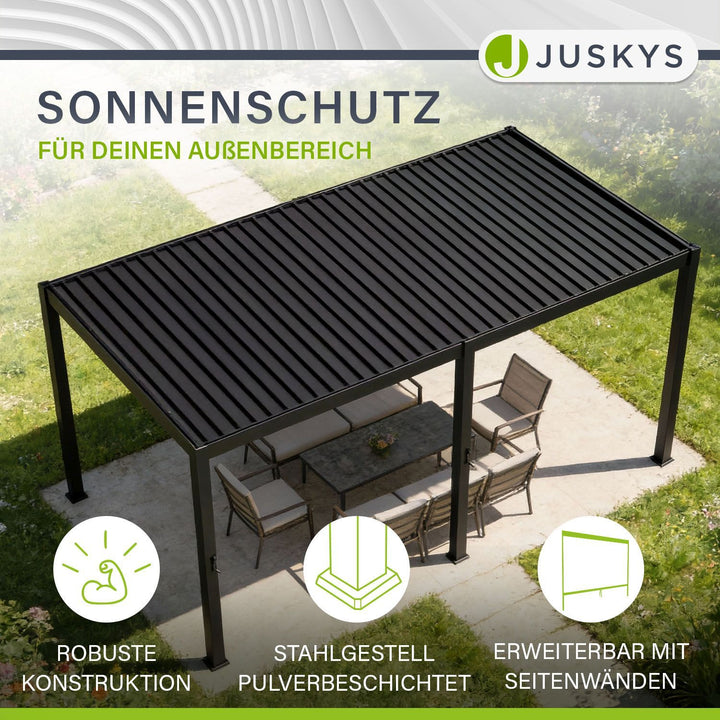 Lamellendach Tahiti 3 x 5,9 m inkl. 1x Seitenwand 3 m