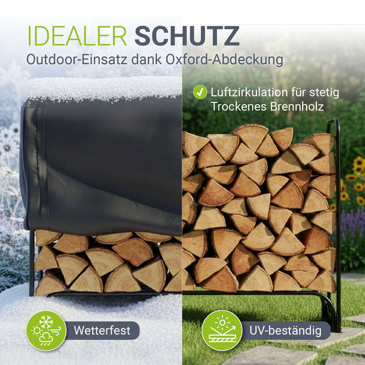 Kaminholzregal außen mit Abdeckung