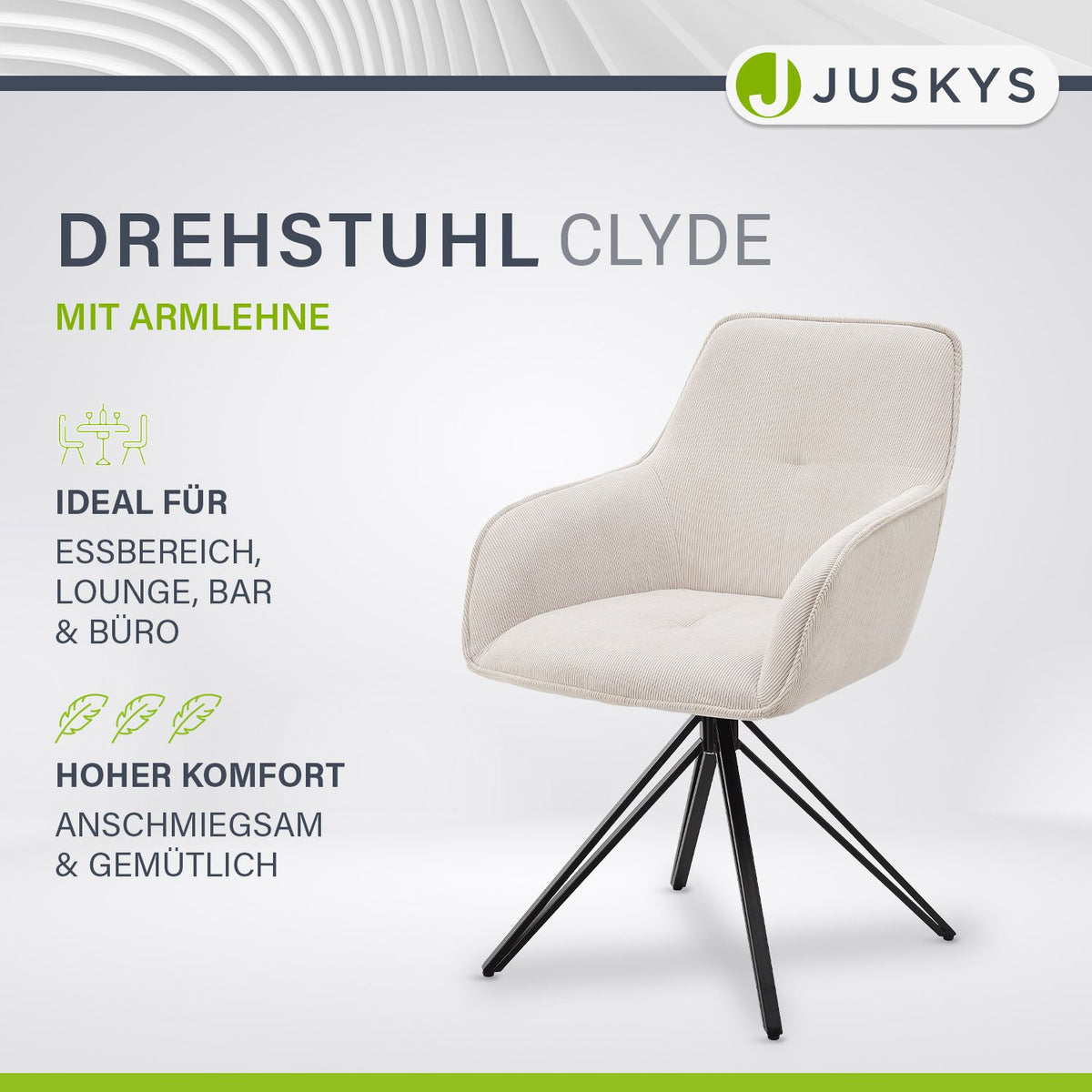 Drehstuhl Clyde mit Cord