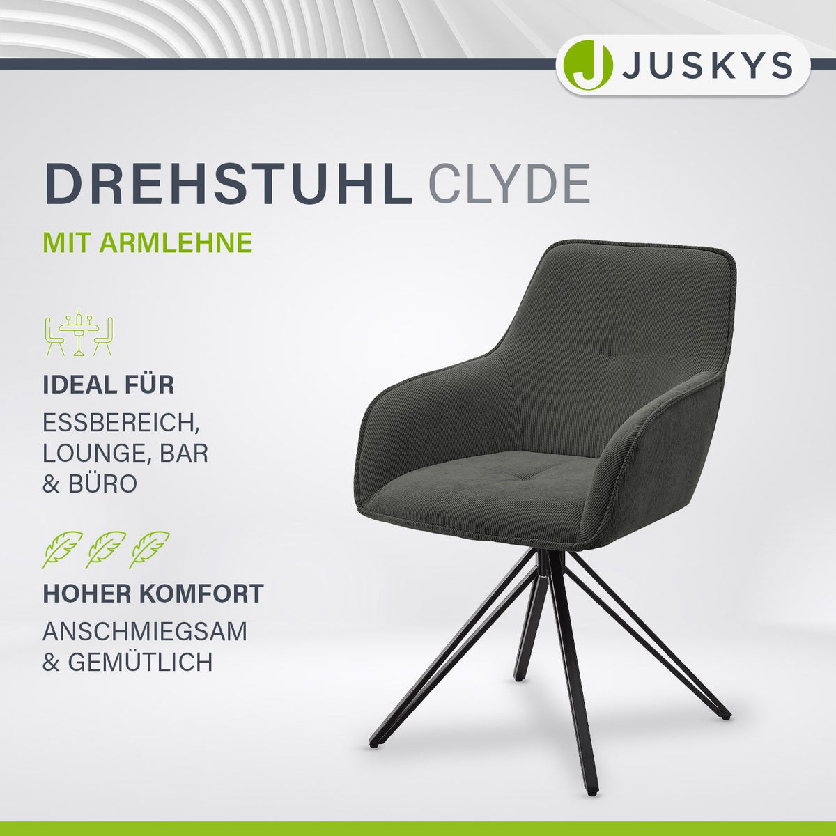Drehstuhl Clyde mit Cord