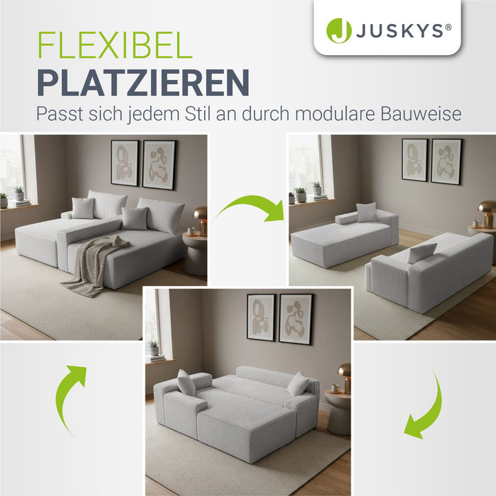 Sofa Coredo mit Cord Bezug & Dekokissen