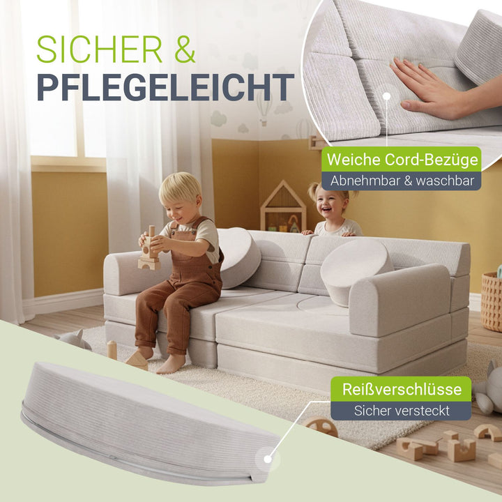 Kindersofa Kayo mit Cord Bezug & Kissen