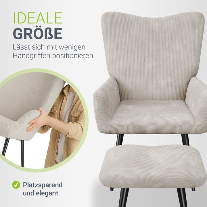 Ohrensessel mit optionalem Hocker Odense