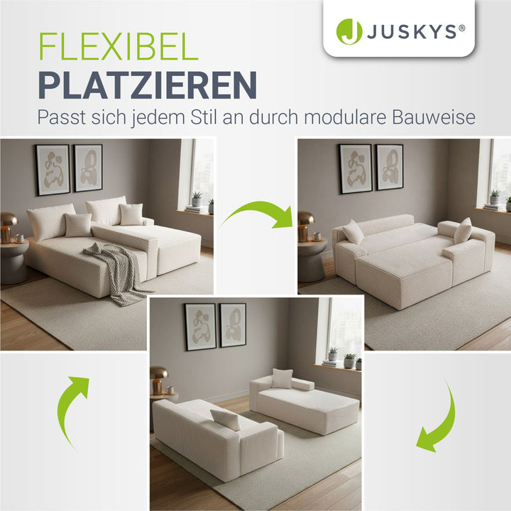 Sofa Coredo mit Cord Bezug & Dekokissen