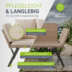 Polyrattan Multifunktionsbank Calvia Schwarz/Grau/Creme