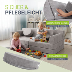 Kindersofa Kayo mit Cord Bezug & Kissen