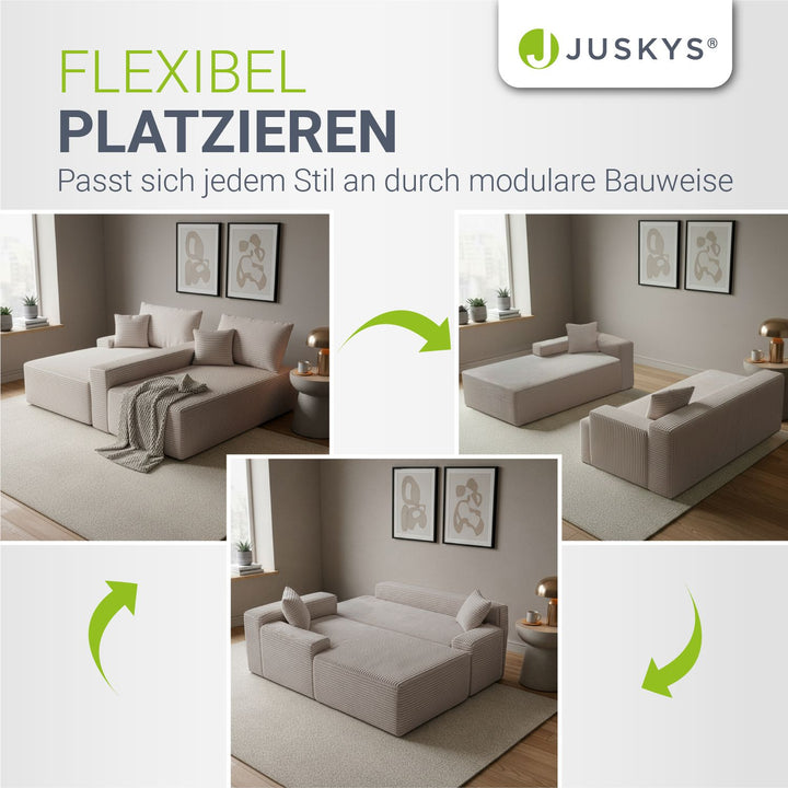 Sofa Coredo mit Cord Bezug & Dekokissen