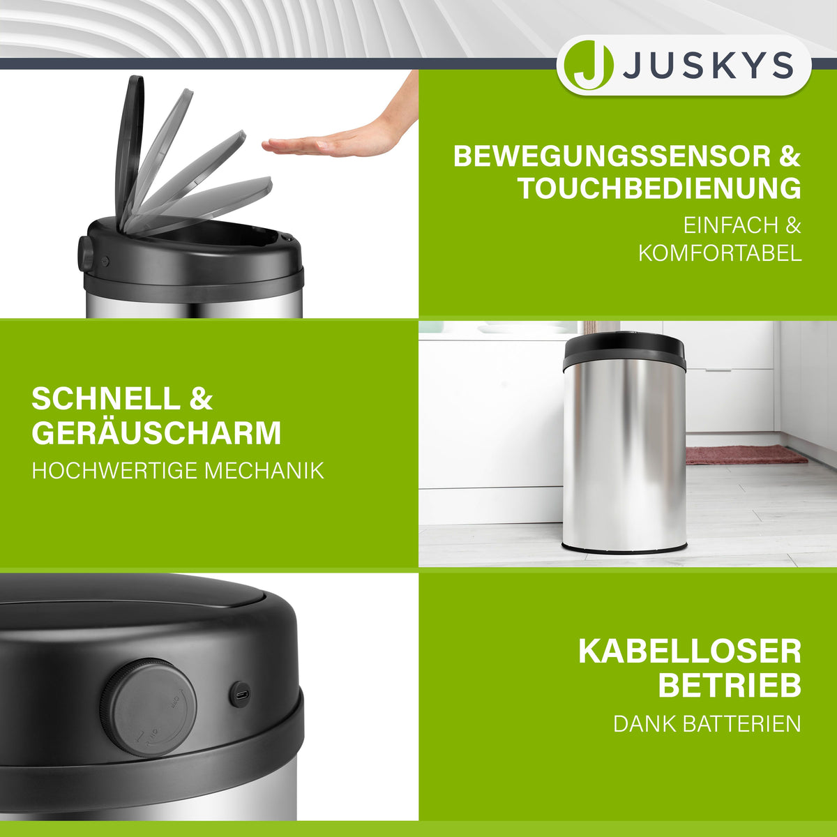 Runder Mülleimer mit Sensor