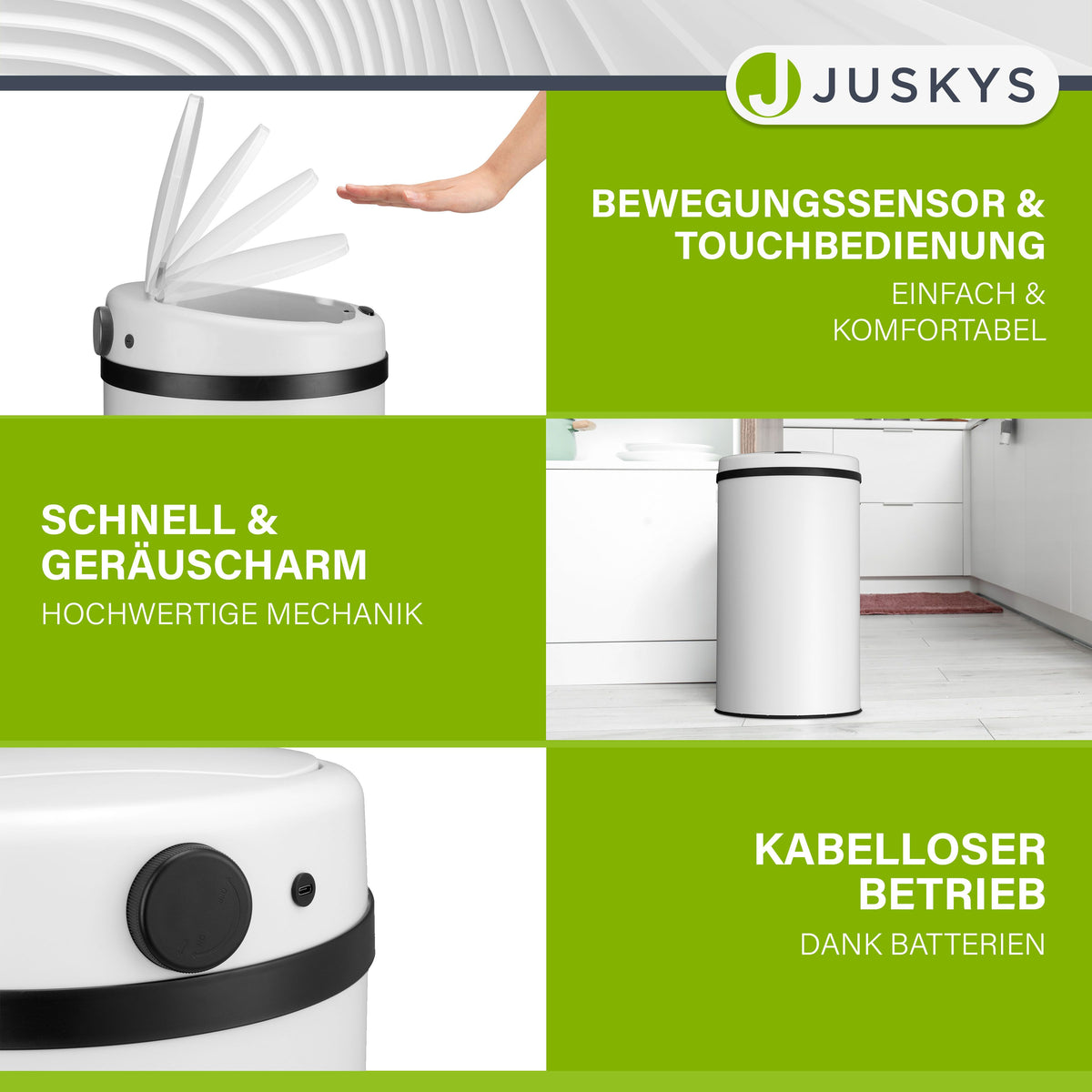 Runder Mülleimer mit Sensor