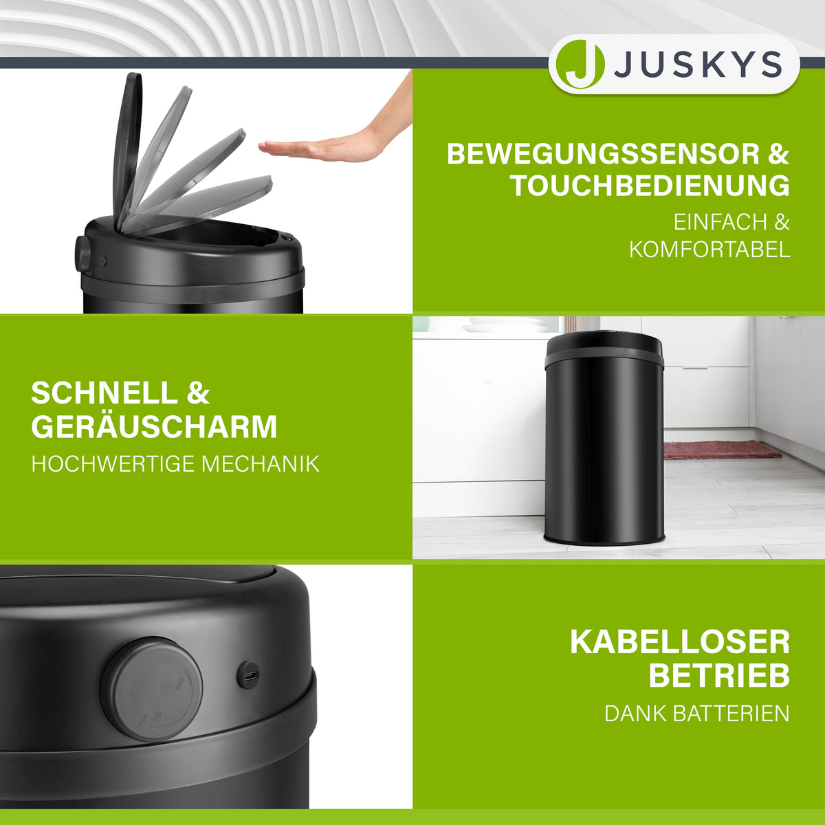 Runder Mülleimer mit Sensor