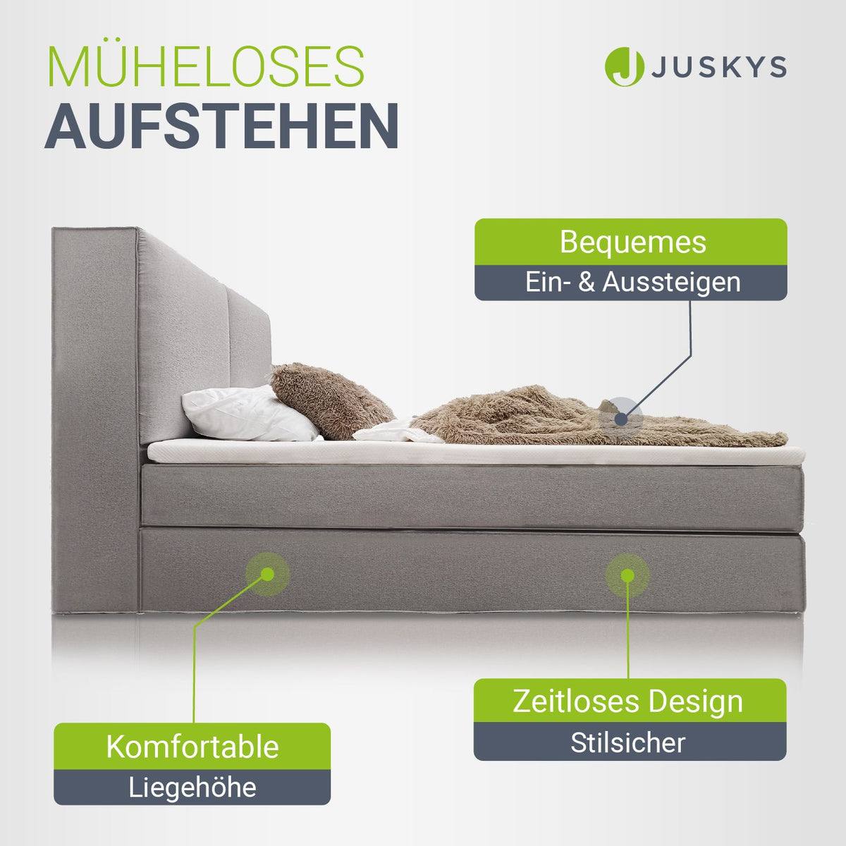Boxspringbett Detroit - Chenille-Stoff
