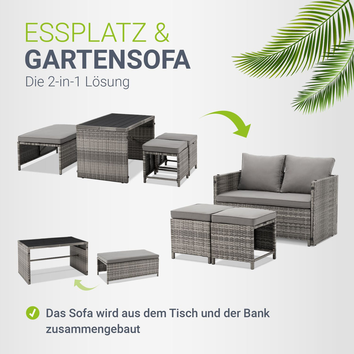 2in1 Polyrattan Gartenmöbel Jamaika