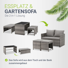 2in1 Polyrattan Gartenmöbel Jamaika