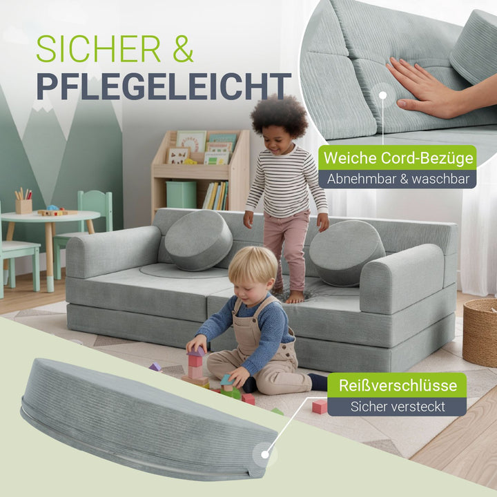 Kindersofa Kayo mit Cord Bezug & Kissen
